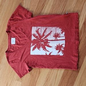 SOL ANGELES Slub Cotton, Graphic V Neck Tee, Size Small